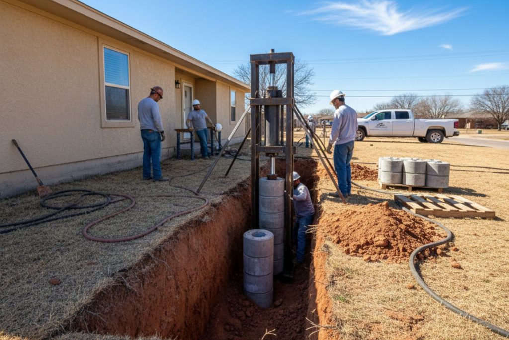 Slab Pier Installation in Lubbock, TX